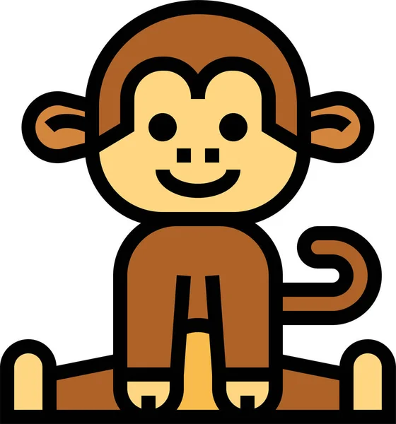 Monkey Animal Mammal Icon Filled Outline Style — Stock Vector