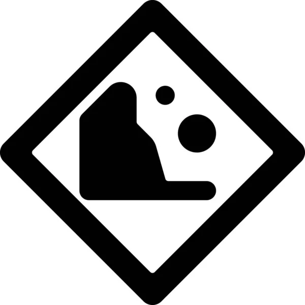 Road Sign Mudslide Icon Solid Style — Stock Vector