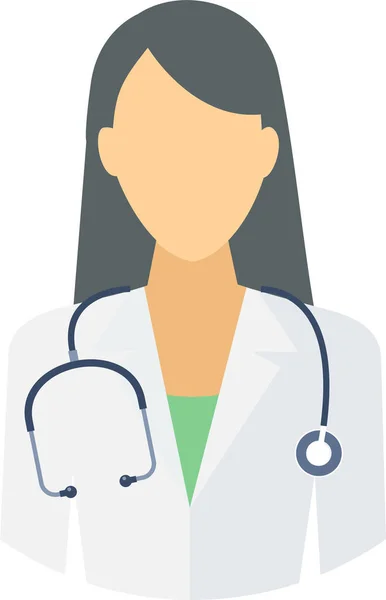 Läkare Kvinnlig Medicinsk Ikon Platt Stil — Stock vektor