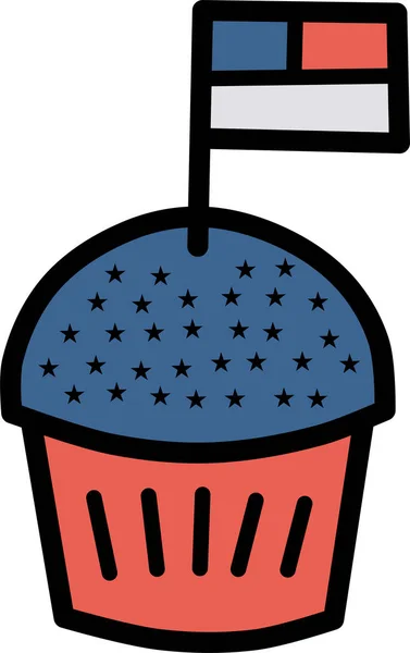 Иконка Американского Флага Торта Стиле Заполненного Контура — стоковый вектор