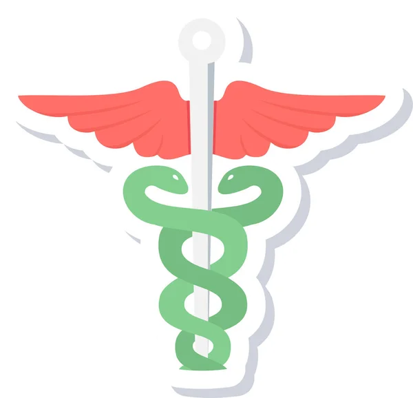 Caduceus Health Logo Icon Flat Style — Stock Vector