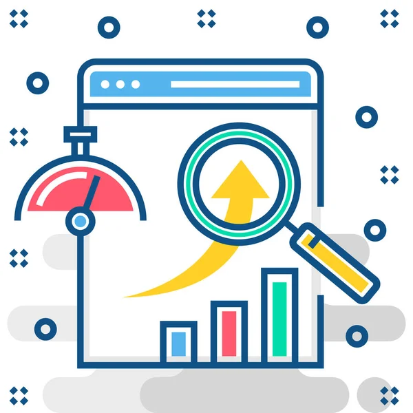 Rendimiento Seo Icono Palabra Clave Estilo Contorno Lleno — Vector de stock