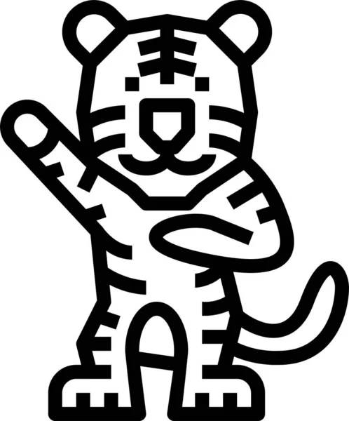 Икона Дикой Природы Тигра Стиле Наброска — стоковый вектор