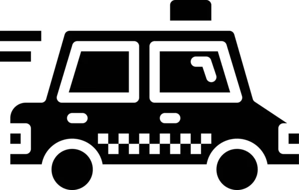 Taxi Auto Icona Pubblica Stile Solido — Vettoriale Stock