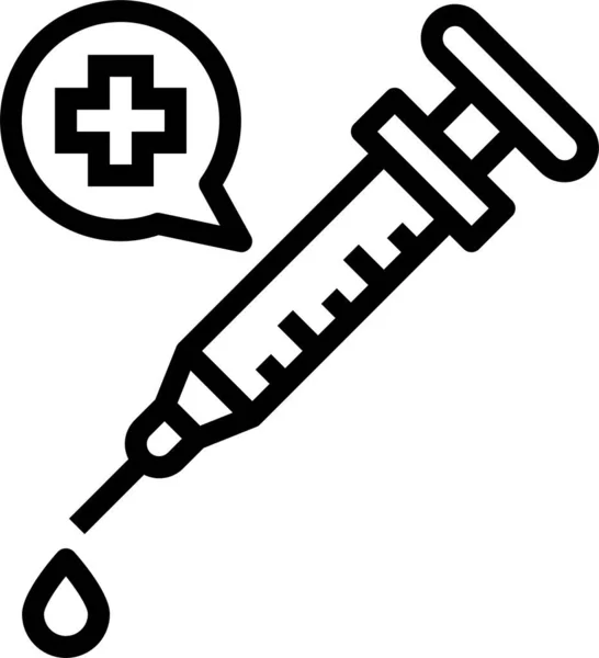 Jeringa Icono Inyección Vacuna Estilo Del Esquema — Archivo Imágenes Vectoriales