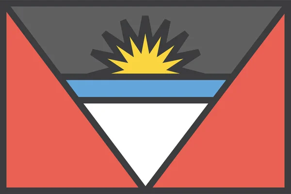 Antigua Barbuda Country Icon Full Outline Style — 스톡 벡터