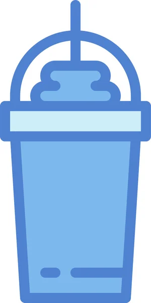 Café Frappe Frío Icono Estilo Contorno Lleno — Vector de stock