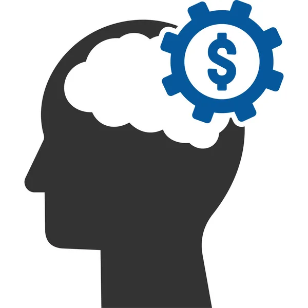 Dinheiro Pensar Ícone Cérebro Estilo Sólido — Vetor de Stock