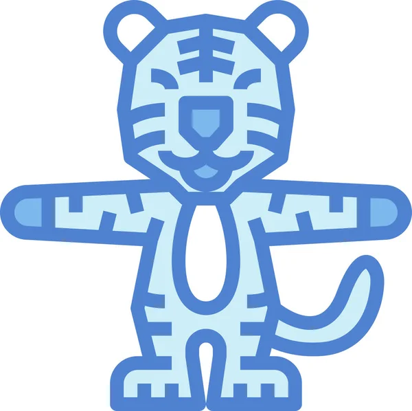 Tigre Mamífero Icono Vida Silvestre Estilo Contorno Lleno — Vector de stock