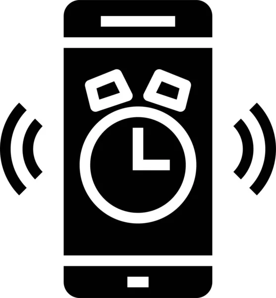 Reloj Despertador Icono Del Teléfono Inteligente Estilo Sólido — Archivo Imágenes Vectoriales