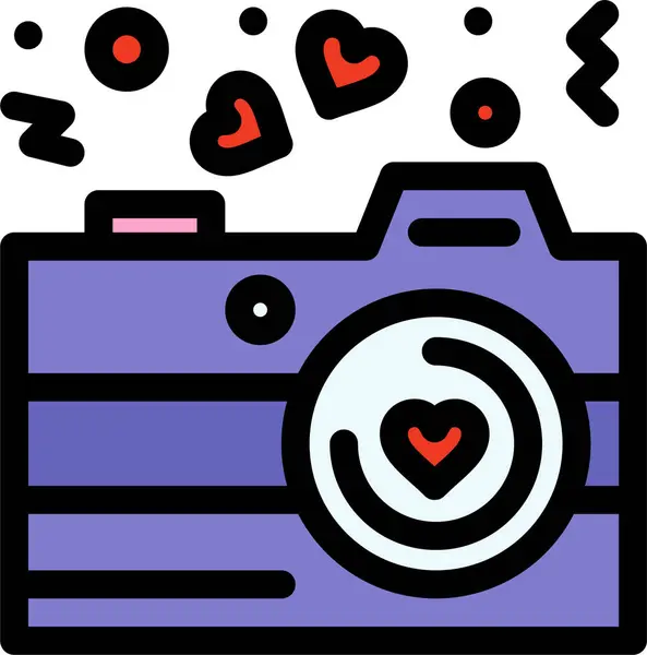 Macchina Fotografica Amore Fotografia Icona Nella Categoria Amore Romanticismo — Vettoriale Stock