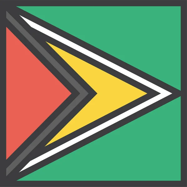 Икона Гайаны Флагом Страны Стиле Заполненного Контура — стоковый вектор