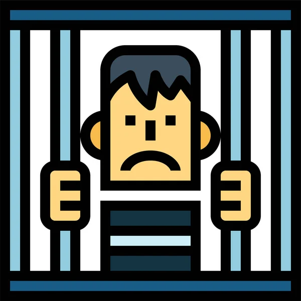 Prisoner Jail Security Icon Filled Outline Style — 스톡 벡터