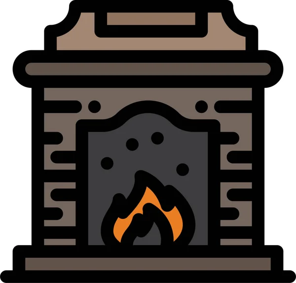 Chimenea Fuego Llama Icono — Vector de stock