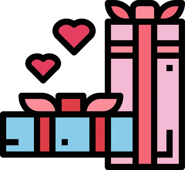 Box Gift Heart Icon Filled Outline Style — Stock Vector