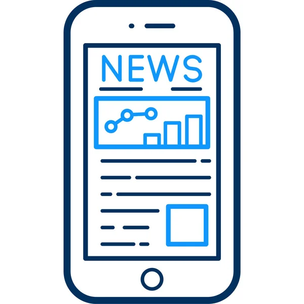 Mobile News Article Icon Outline Style — Stock Vector