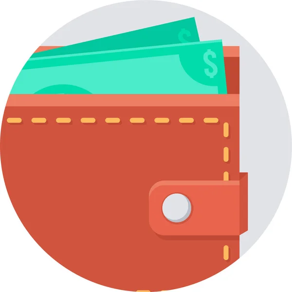 Monedero Dinero Icono Moneda Estilo Plano — Vector de stock