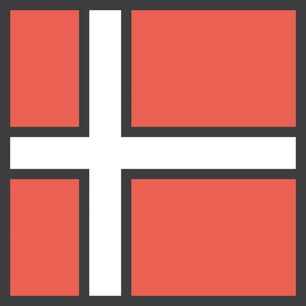 Země Dánská Značka Ikona Stylu Vyplněného Osnovy — Stockový vektor
