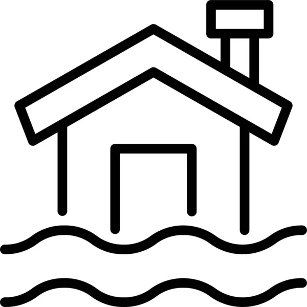 Inondation Maison Inondation Icône — Image vectorielle