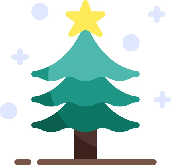 Weihnachten Neujahr Kiefer Ikone Flachen Stil — Stockvektor