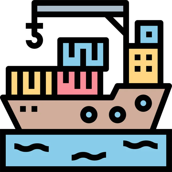 Cargo Distribution Ship Icon Filled Outline Style — Stock Vector