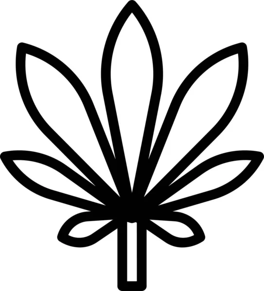 Botanisk Cannabisbladsikon Konturstil — Stock vektor