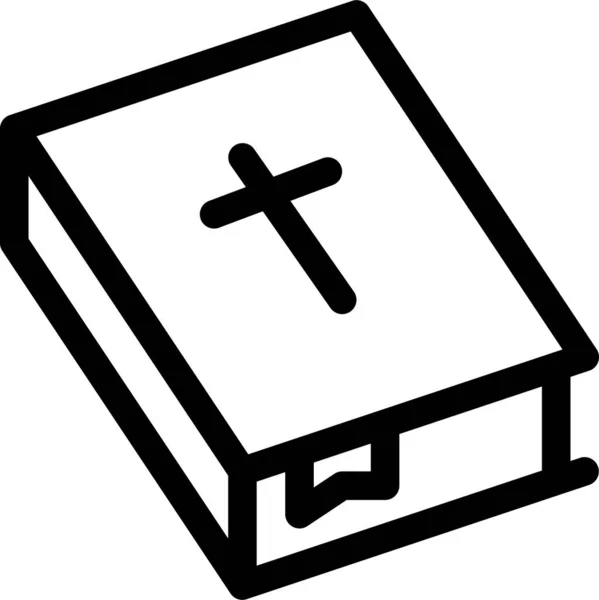 Bibbia Christianity Croce Icona Stile Contorno — Vettoriale Stock