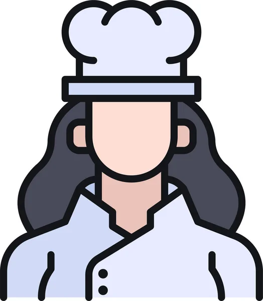 Avatar Chef Chica Icono — Vector de stock