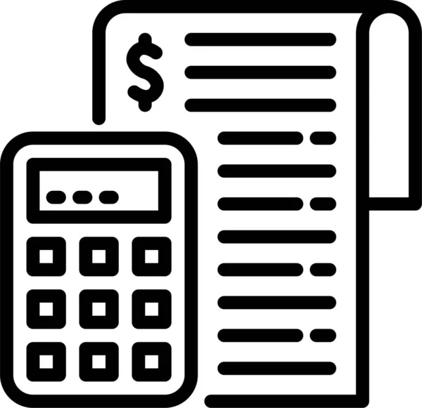 Ikona Kalkulačky Finančního Plánu Stylu Osnovy — Stockový vektor