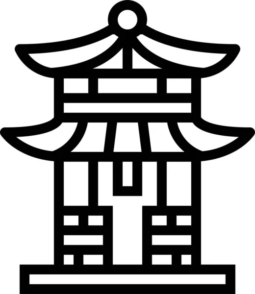 Китайские Культуры Икона Святыни Стиле Набросков — стоковый вектор