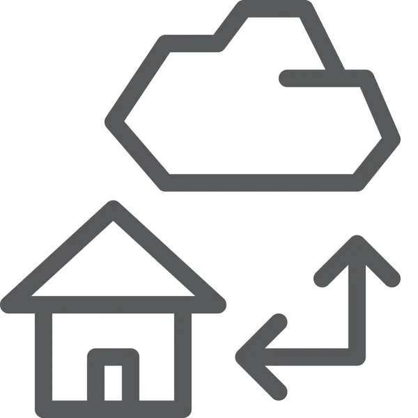 Ícone Transferência Casa Nuvem Estilo Esboço — Vetor de Stock