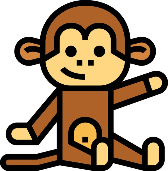 Monkey Animal Mammal Icon Filled Outline Style — Stock Vector