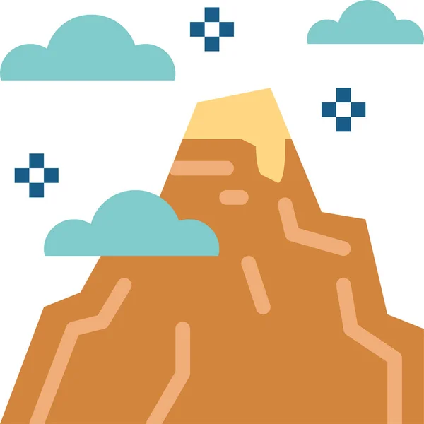 Hiking Landscape Mountain Icon Flat Style — Stock Vector