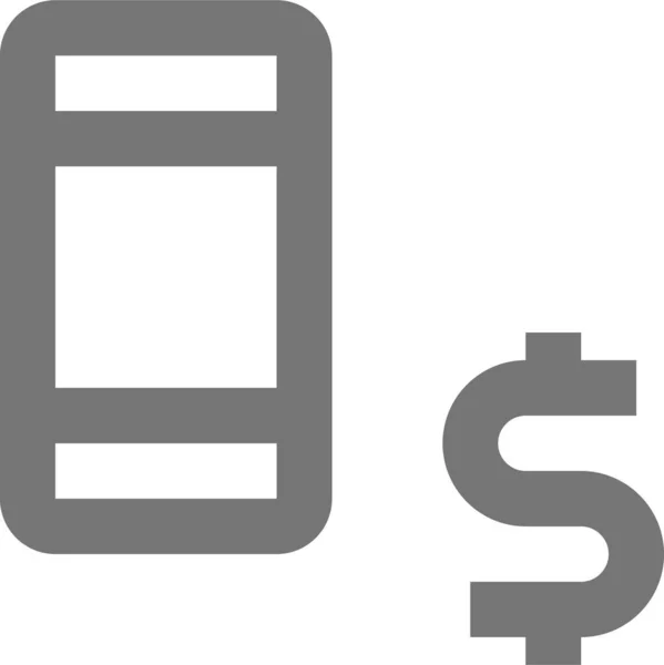 Dólar Icono Dinero Del Teléfono Estilo Esquema — Archivo Imágenes Vectoriales
