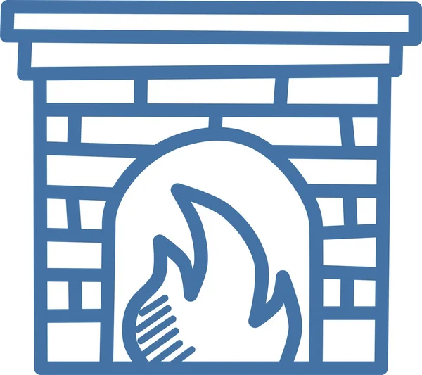 Ikona Kominka Zimnego Stylu Zarysu — Wektor stockowy