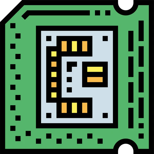 Ikona Procesoru Čipu Stylu Vyplněného Osnovy — Stockový vektor
