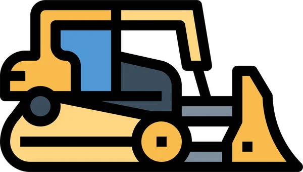 Construcción Bulldozer Coche Icono — Vector de stock