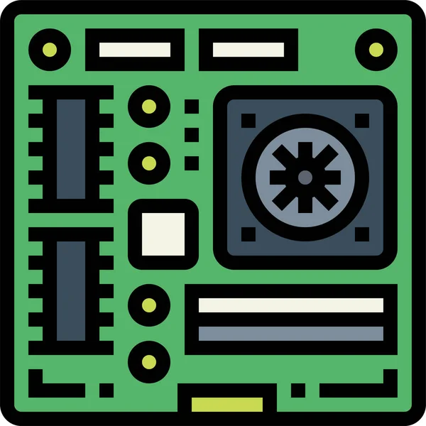 Icône Carte Mère Électronique Cpu Dans Style Contour Rempli — Image vectorielle