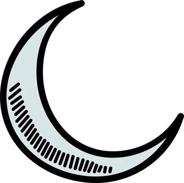 Crescente Ícone Lua Islâmica Estilo Esboço Preenchido — Vetor de Stock