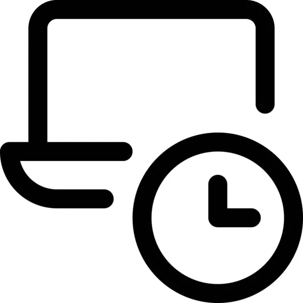 手提电脑钟表图标 轮廓样式 — 图库矢量图片