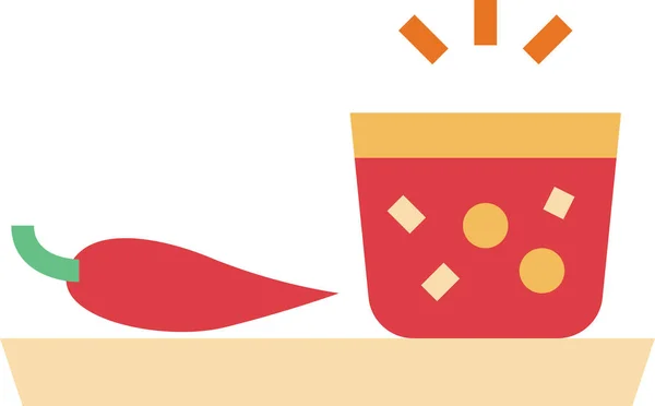 Icône Sauce Alimentaire Piment Dans Style Plat — Image vectorielle