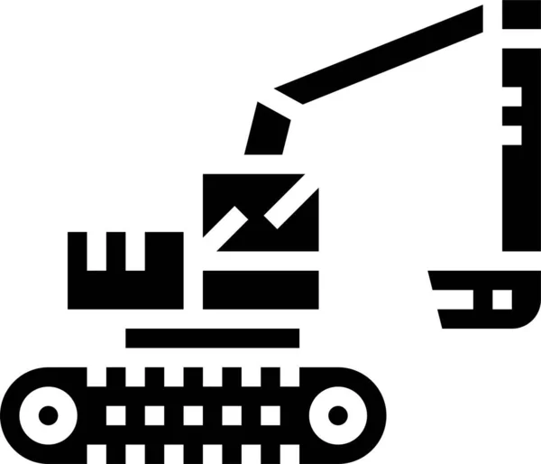 Excavadoras Construcción Icono Transporte Estilo Sólido — Vector de stock