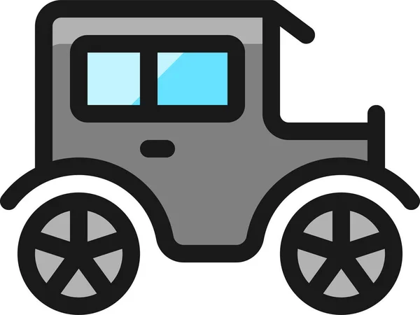 老式汽车填充 填充轮廓图标填充轮廓风格 — 图库矢量图片