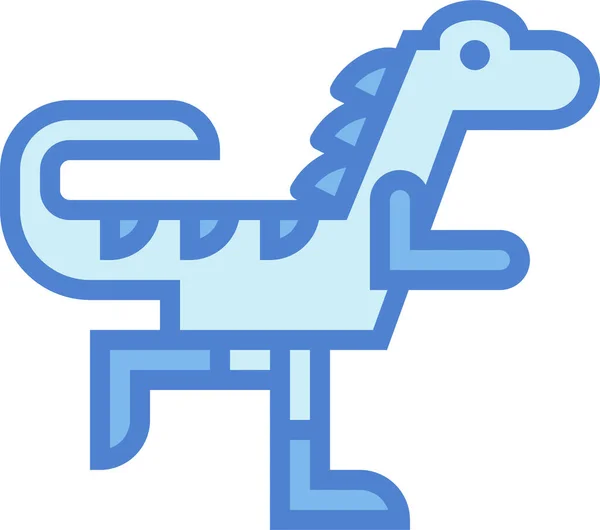 アロサウルス動物の肉食動物のアイコンをフルアウトラインスタイルで表示 — ストックベクタ
