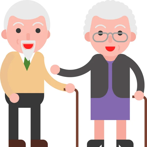 Pareja Anciano Viejo Icono Estilo Plano — Vector de stock