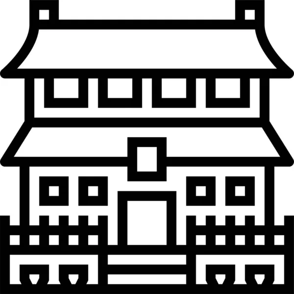 Arquitectura China Icono Ciudad Estilo Del Esquema — Vector de stock