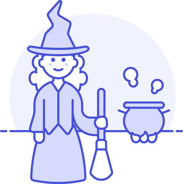 Brewing Broom Broomstick Icon Filled Outline Style — Stock Vector