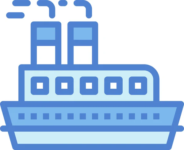 Kreuzfahrtschiff Ikone Stil Ausgefüllter Umrisse — Stockvektor