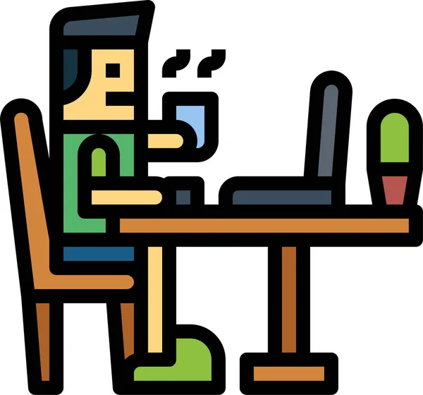 Afstand Laptop Man Pictogram — Stockvector