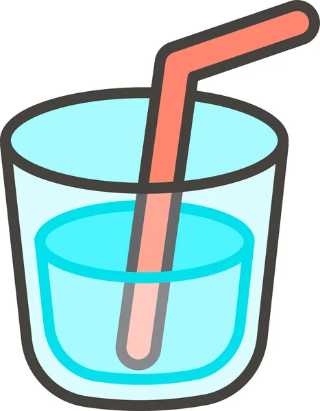 1F964 Cup Straw Icon Filled Outline Style — Stockový vektor